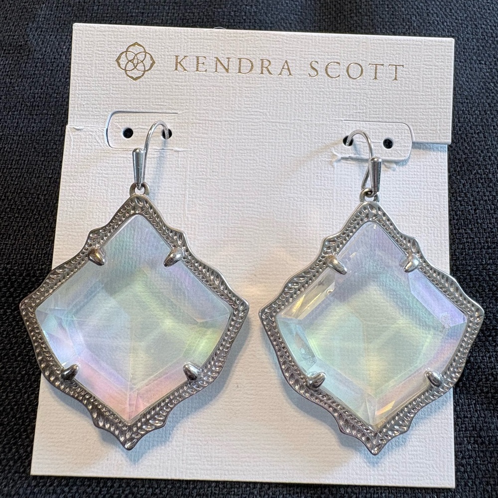 Kendra Scott Iridescent Faceted Drop Earrings Clear Translucent Sparkly